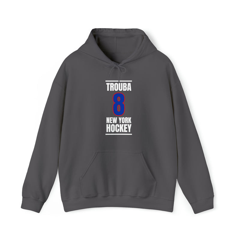 Trouba 8 New York Hockey Royal Blue Vertical Design Unisex Hooded Sweatshirt