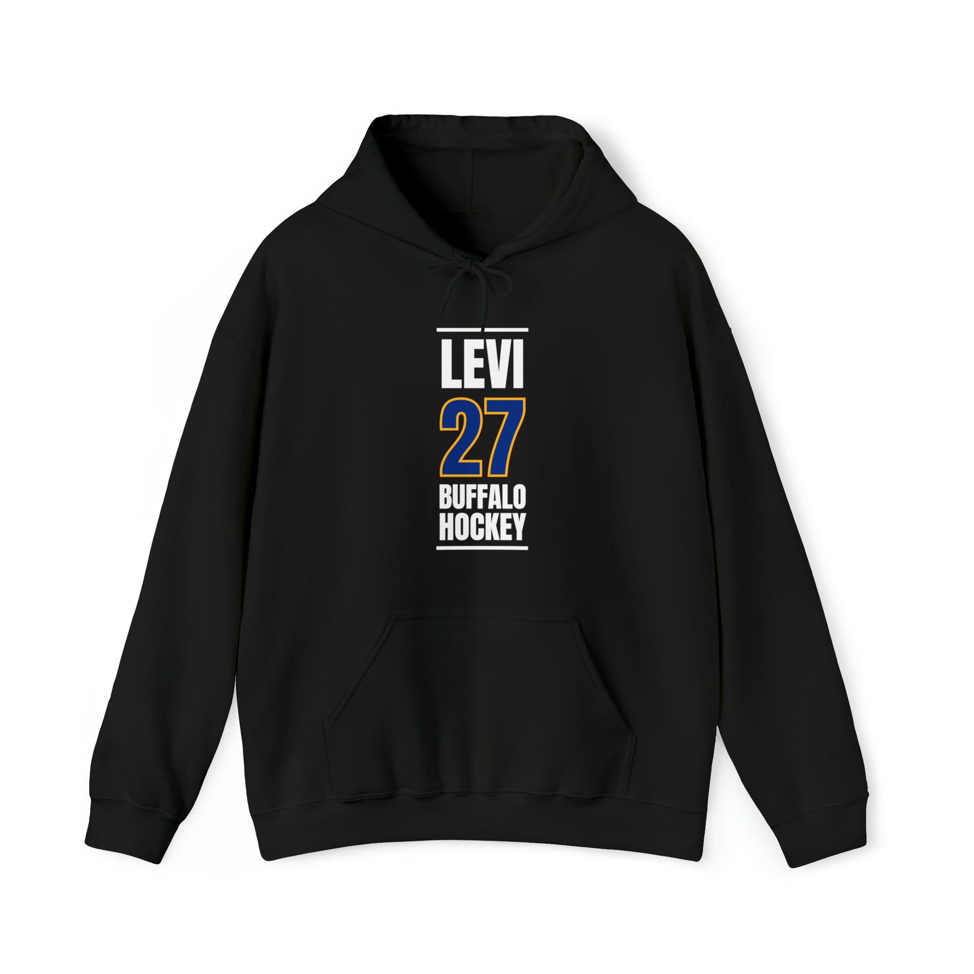 Levi 27 Buffalo Hockey Royal Blue Vertical Design Unisex Hooded Sweatshirt
