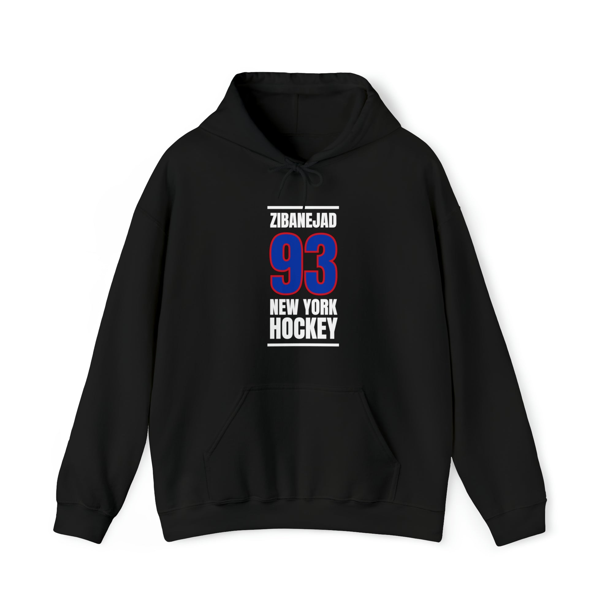 Zibanejad 93 New York Hockey Royal Blue Vertical Design Unisex Hooded Sweatshirt