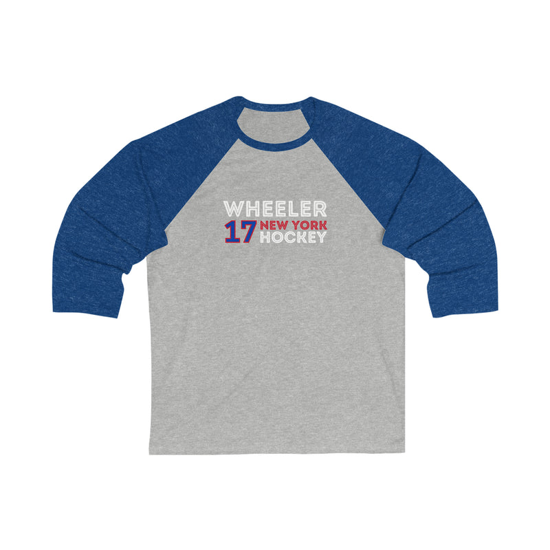 Wheeler 17 New York Hockey Grafitti Wall Design Unisex Tri-Blend 3/4 Sleeve Raglan Baseball Shirt