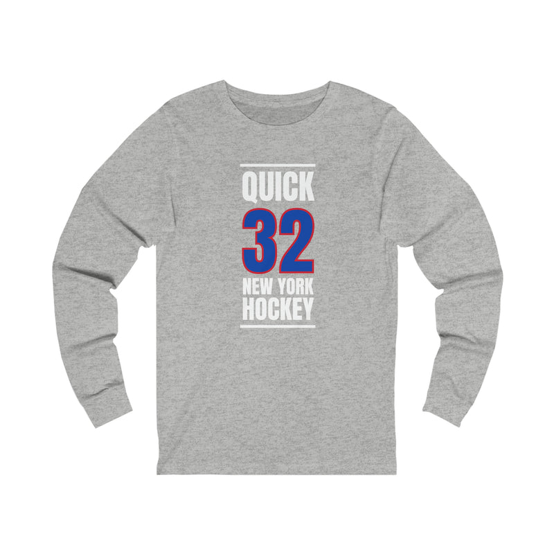 Quick 32 New York Hockey Royal Blue Vertical Design Unisex Jersey Long Sleeve Shirt
