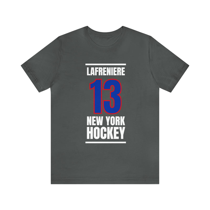 Lafreniere 13 New York Hockey Royal Blue Vertical Design Unisex T-Shirt