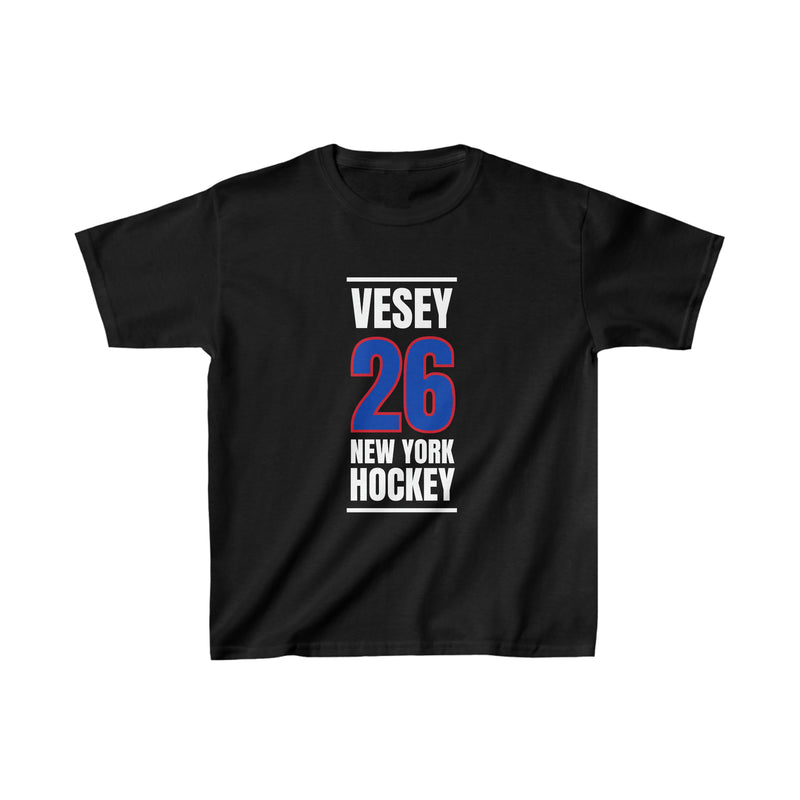 Vesey 26 New York Hockey Royal Blue Vertical Design Kids Tee
