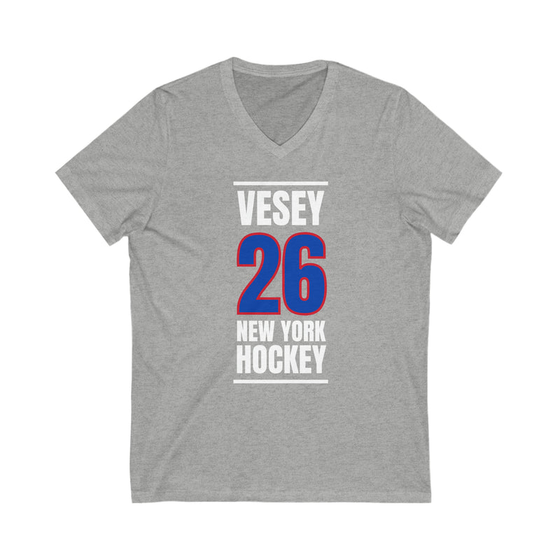 Vesey 26 New York Hockey Royal Blue Vertical Design Unisex V-Neck Tee