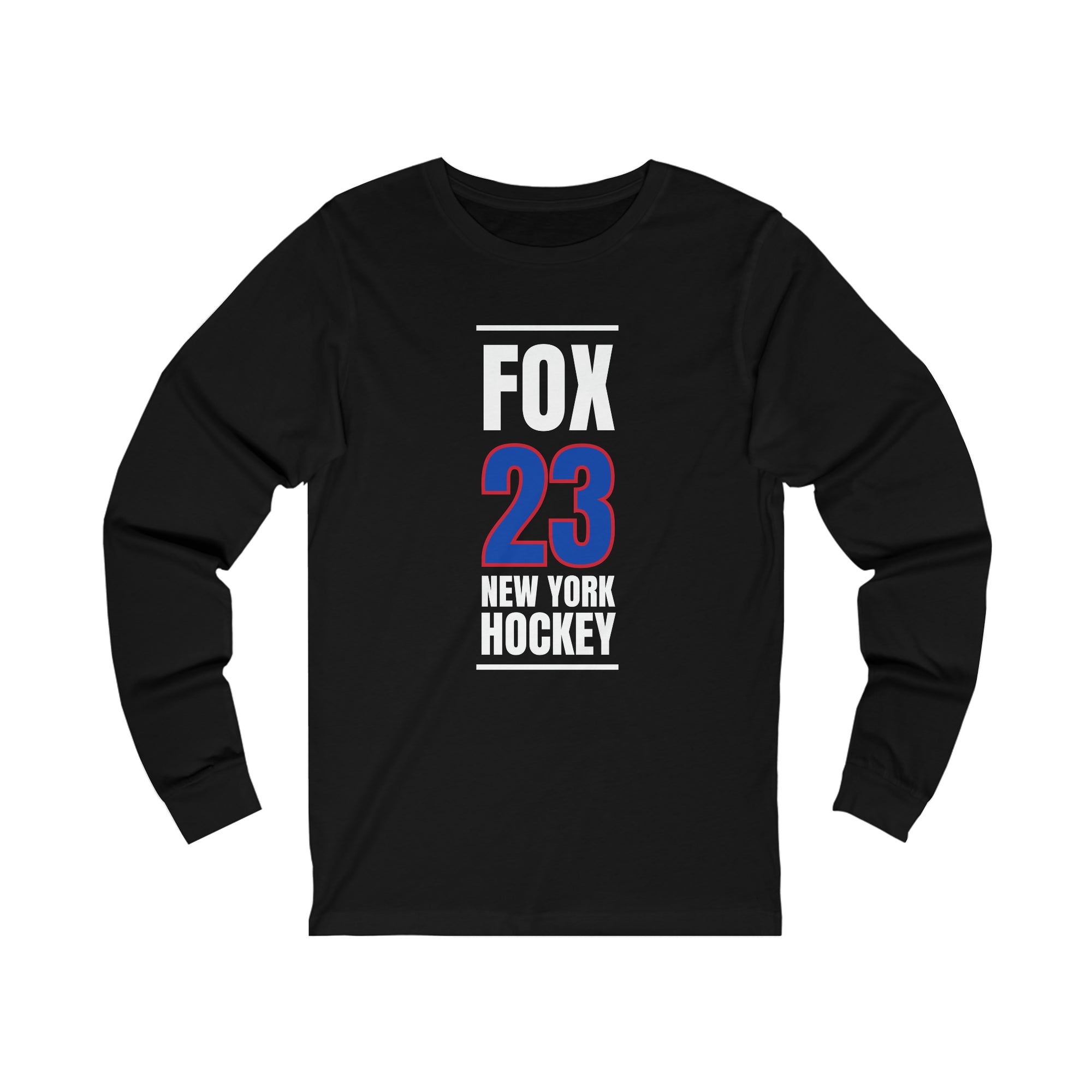 Fox 23 New York Hockey Royal Blue Vertical Design Unisex Jersey Long Sleeve Shirt