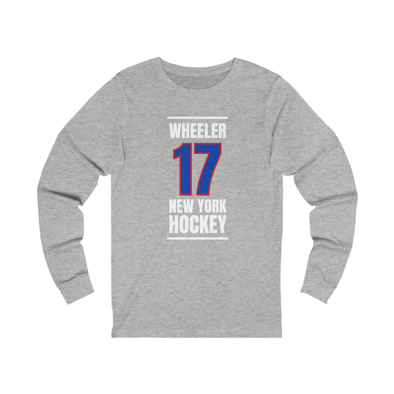 Wheeler 17 New York Hockey Royal Blue Vertical Design Unisex Jersey Long Sleeve Shirt
