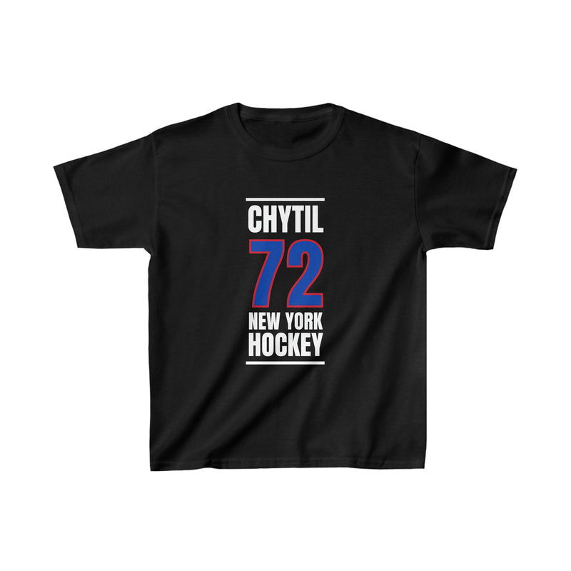 Chytil 72 New York Hockey Royal Blue Vertical Design Kids Tee