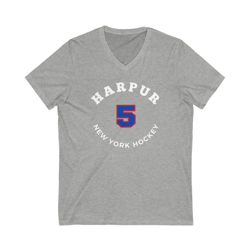 Harpur 5 New York Hockey Number Arch Design Unisex V-Neck Tee