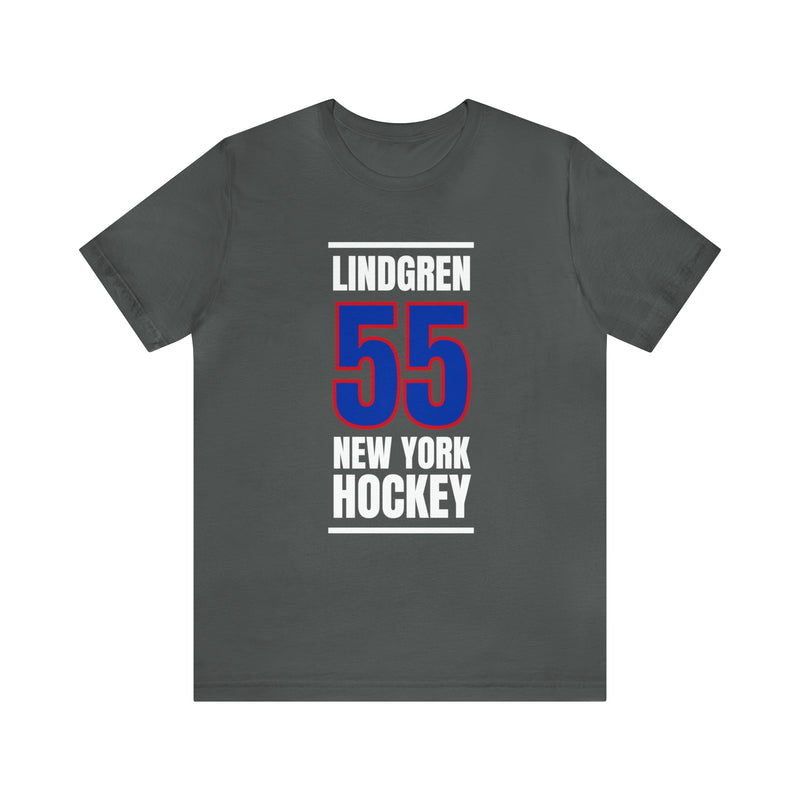 Lindgren 55 New York Hockey Royal Blue Vertical Design Unisex T-Shirt