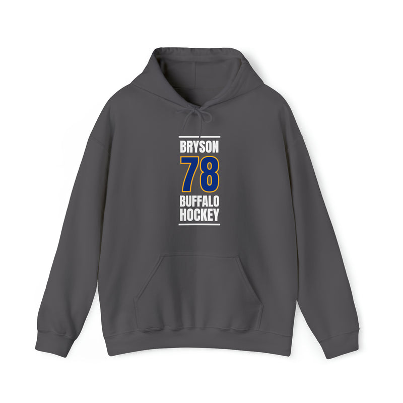 Bryson 78 Buffalo Hockey Royal Blue Vertical Design Unisex Hooded Sweatshirt