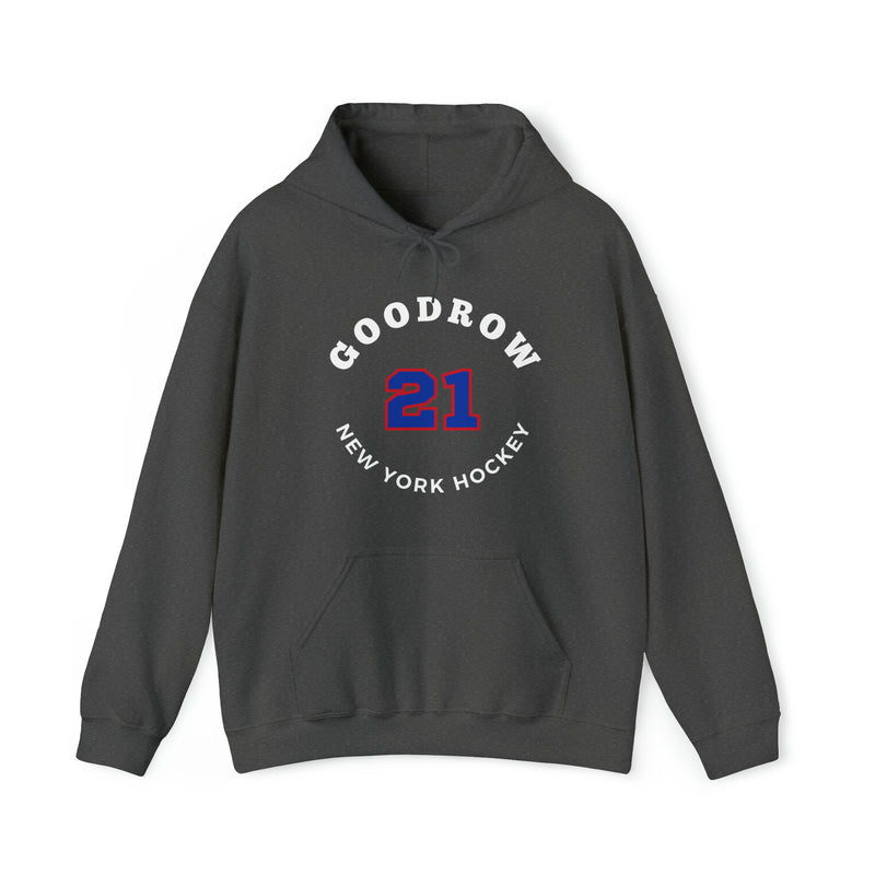 Goodrow 21 New York Hockey Number Arch Design Unisex Hooded Sweatshirt