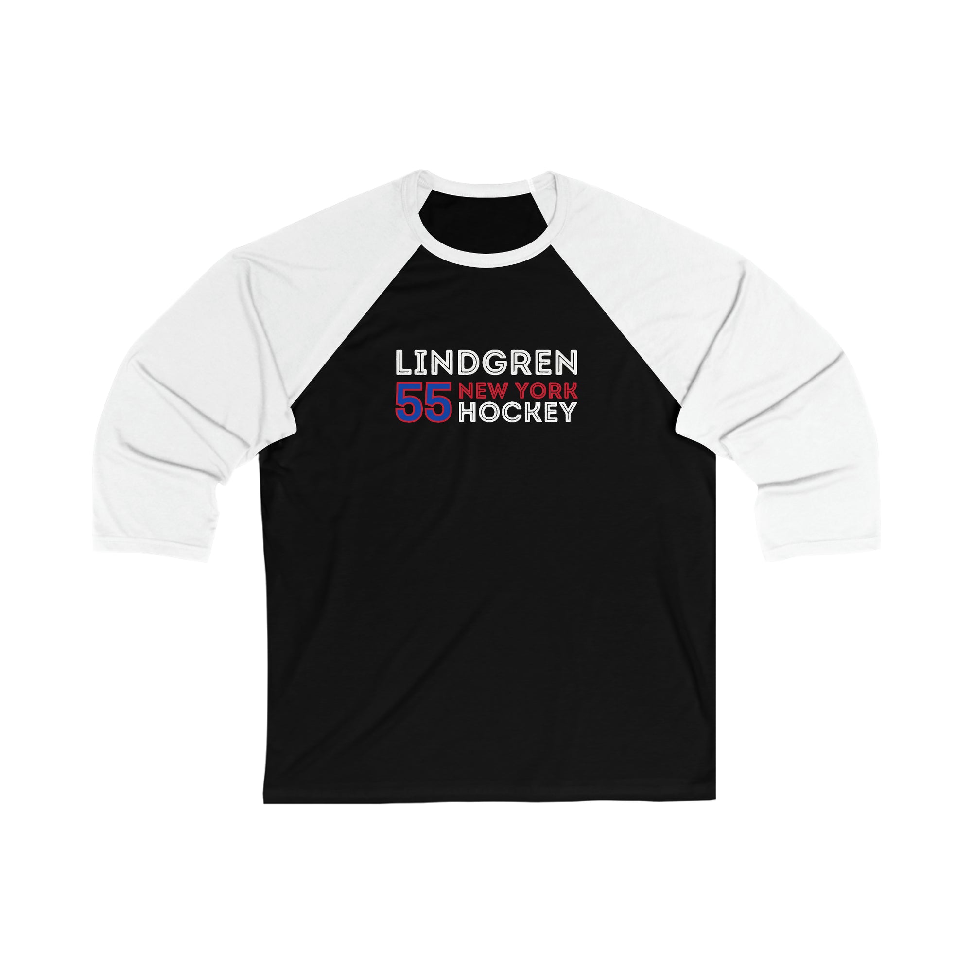 Lindgren 55 New York Hockey Grafitti Wall Design Unisex Tri-Blend 3/4 Sleeve Raglan Baseball Shirt