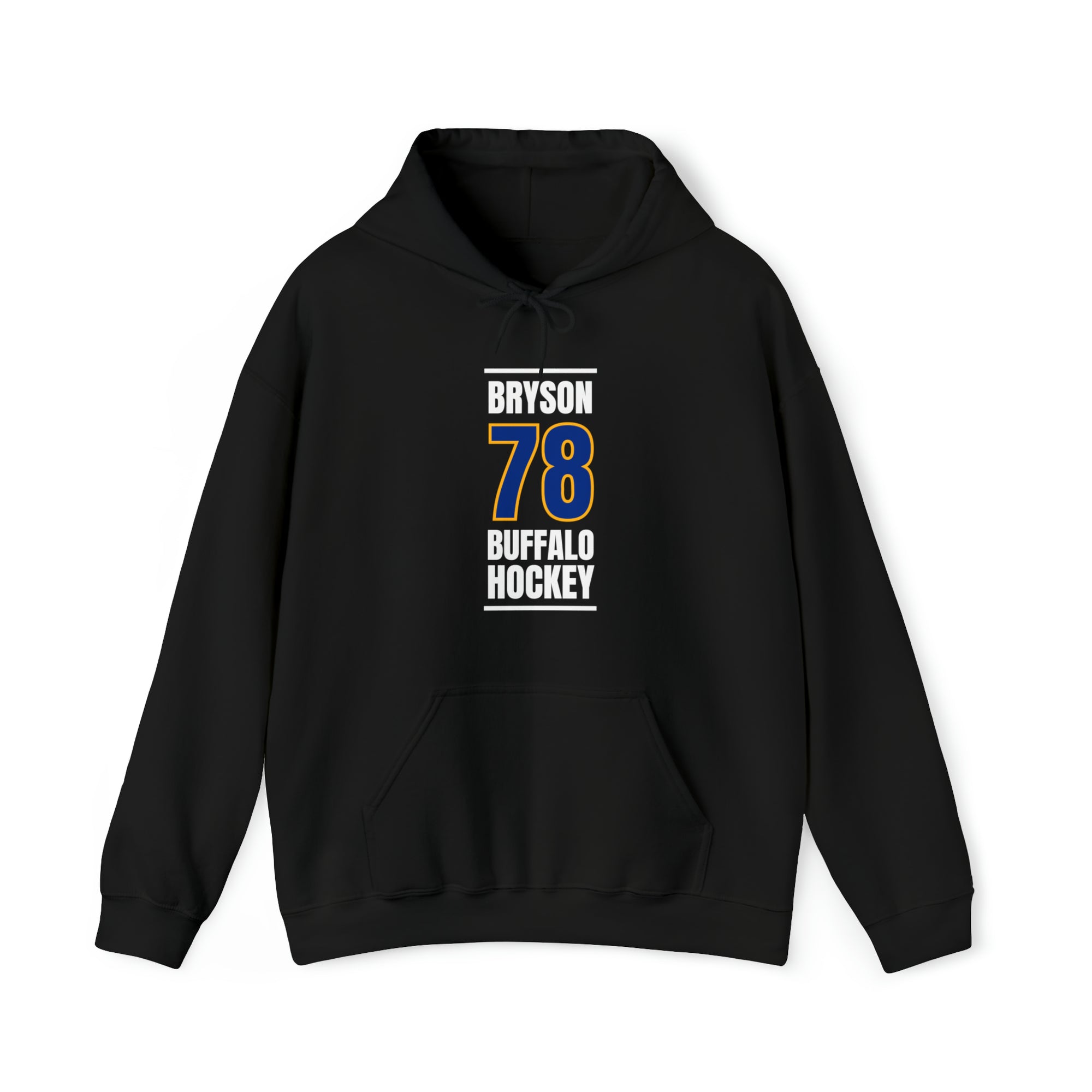 Bryson 78 Buffalo Hockey Royal Blue Vertical Design Unisex Hooded Sweatshirt