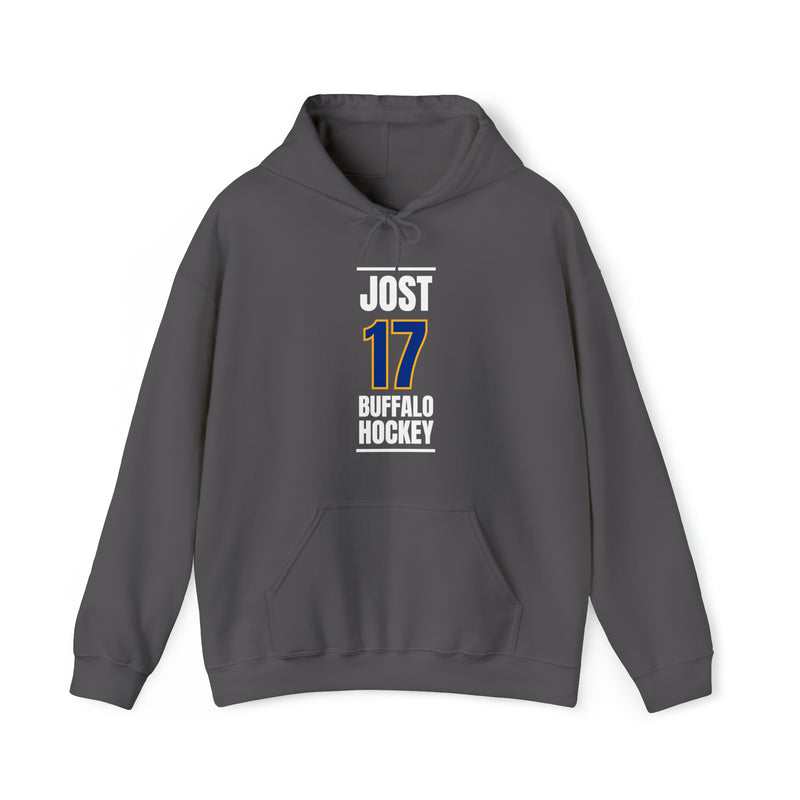 Jost 17 Buffalo Hockey Royal Blue Vertical Design Unisex Hooded Sweatshirt