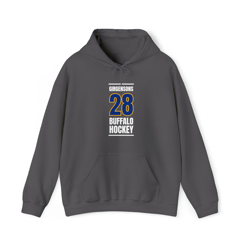 Girgensons 28 Buffalo Hockey Royal Blue Vertical Design Unisex Hooded Sweatshirt