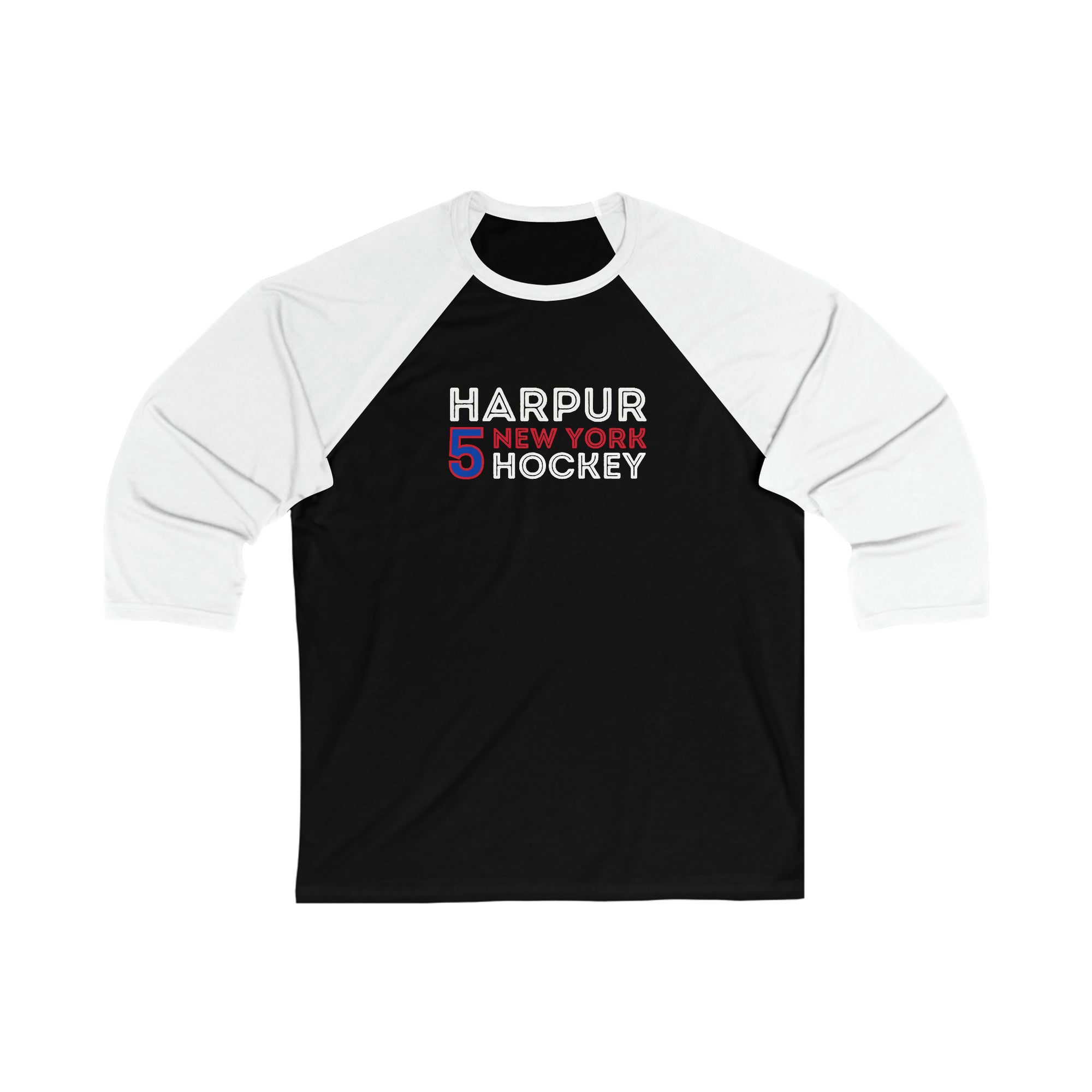 Harpur 5 New York Hockey Grafitti Wall Design Unisex Tri-Blend 3/4 Sleeve Raglan Baseball Shirt