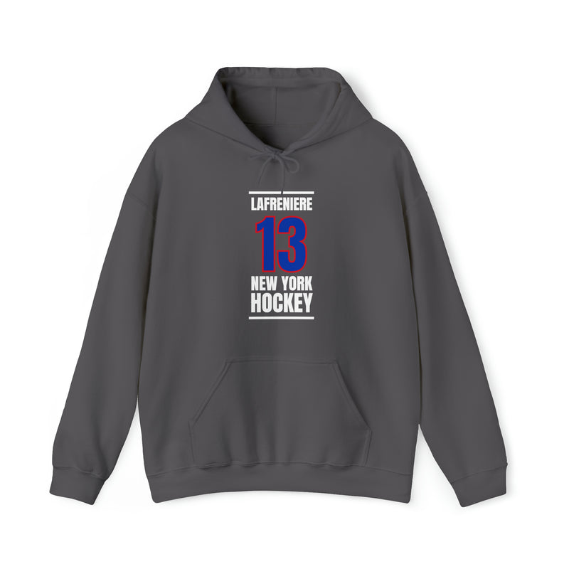 Lafreniere 13 New York Hockey Royal Blue Vertical Design Unisex Hooded Sweatshirt