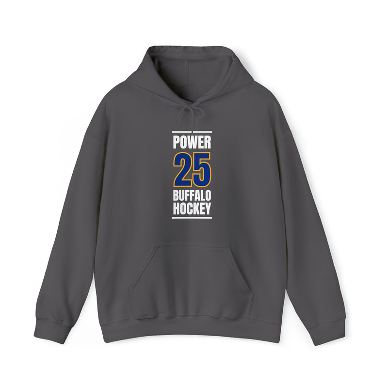 Power 25 Buffalo Hockey Royal Blue Vertical Design Unisex Hooded Sweatshirt