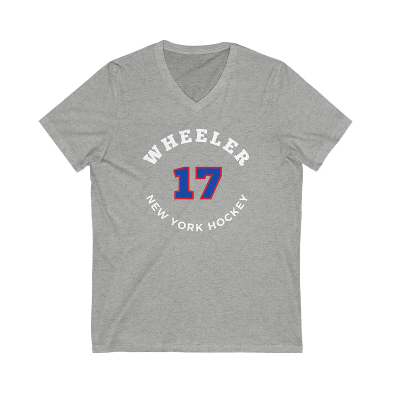 Wheeler 17 New York Hockey Number Arch Design Unisex V-Neck Tee
