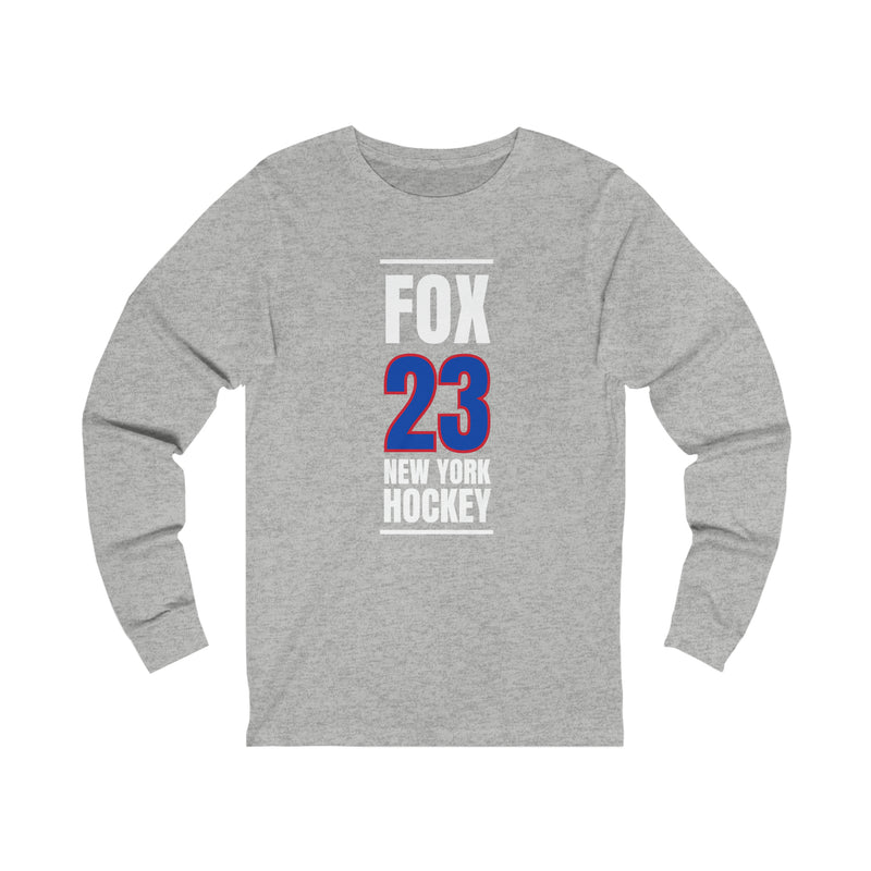 Fox 23 New York Hockey Royal Blue Vertical Design Unisex Jersey Long Sleeve Shirt