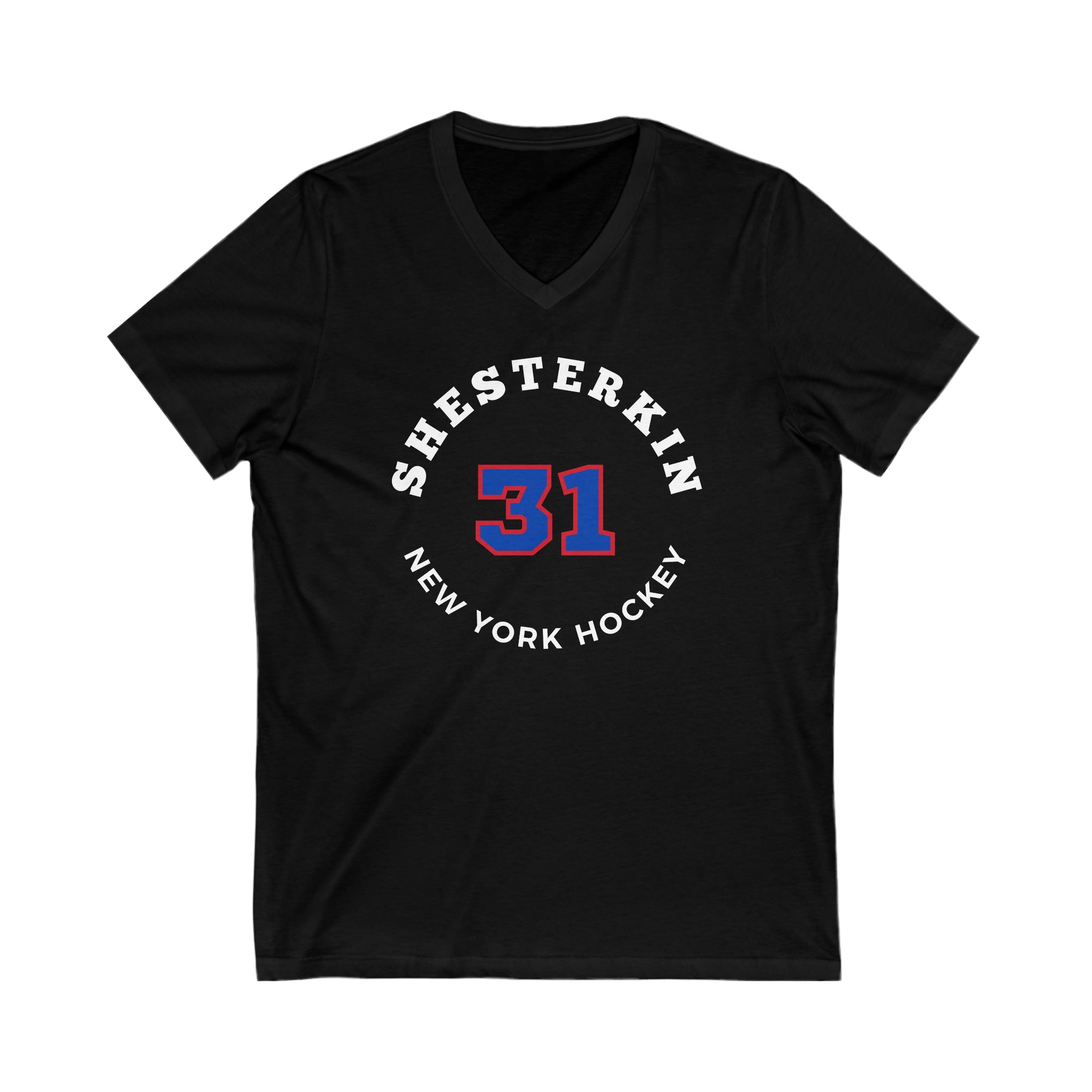 Shesterkin 31 New York Hockey Number Arch Design Unisex V-Neck Tee