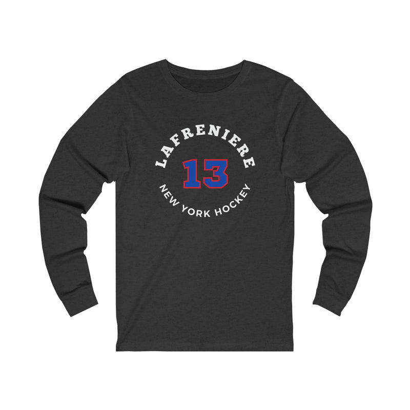 Lafreniere 13 New York Hockey Number Arch Design Unisex Jersey Long Sleeve Shirt