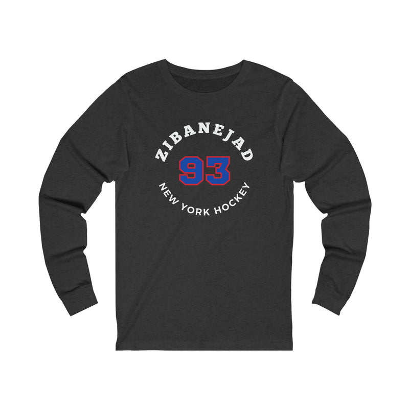 Zibanejad 93 New York Hockey Number Arch Design Unisex Jersey Long Sleeve Shirt