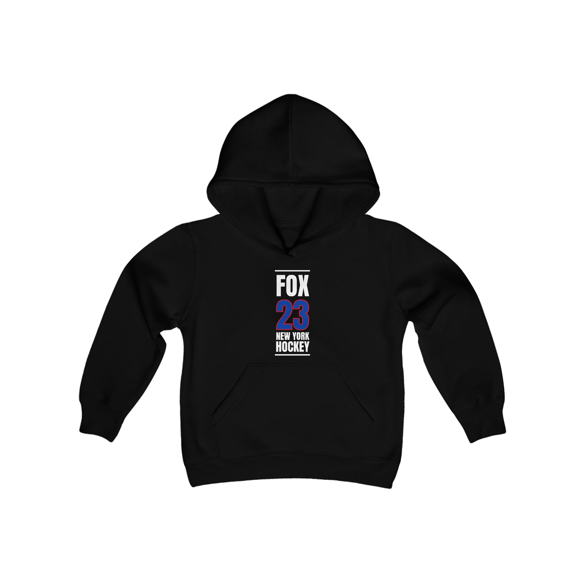 Fox 23 New York Hockey Royal Blue Vertical Design Youth Hooded Sweatshirt