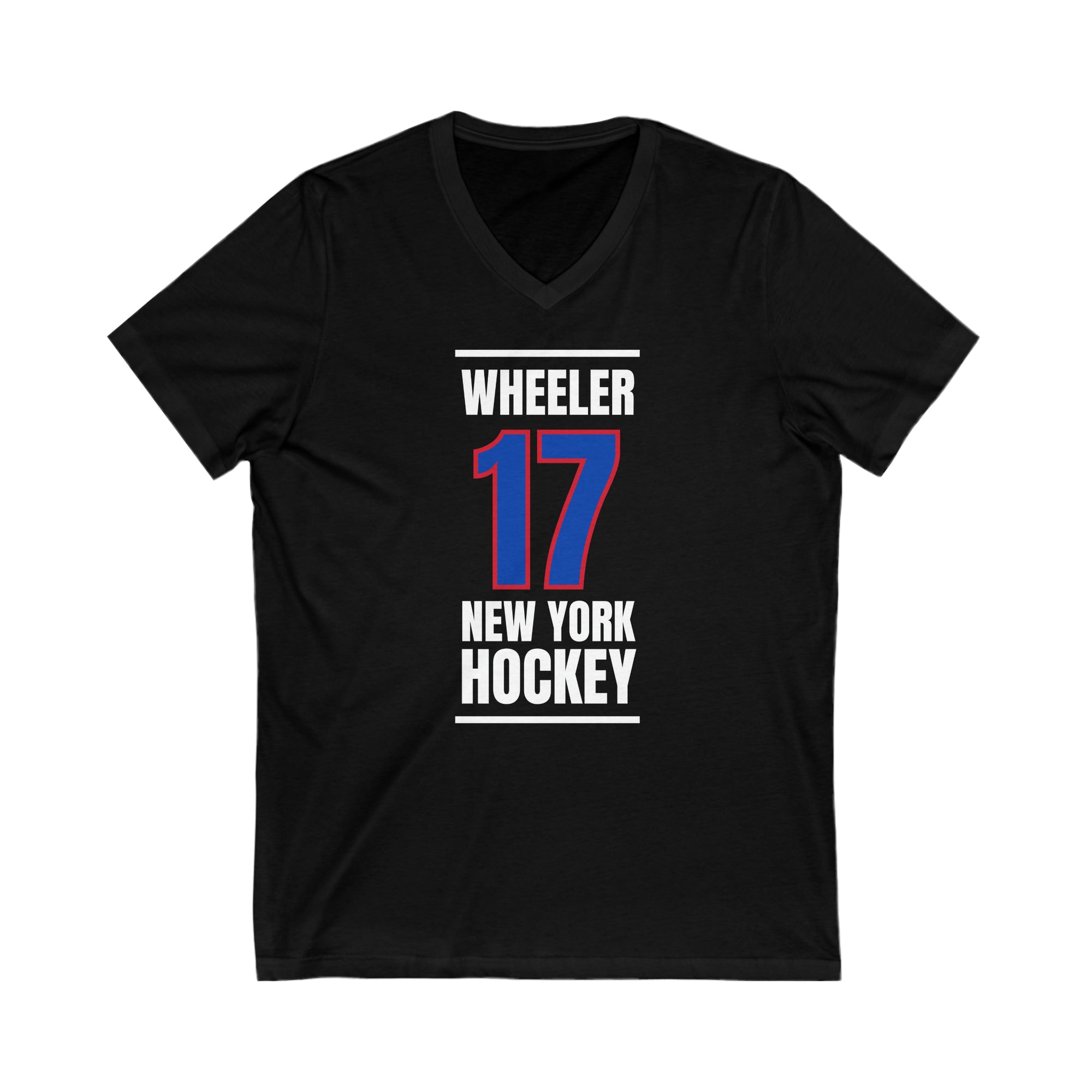 Wheeler 17 New York Hockey Royal Blue Vertical Design Unisex V-Neck Tee