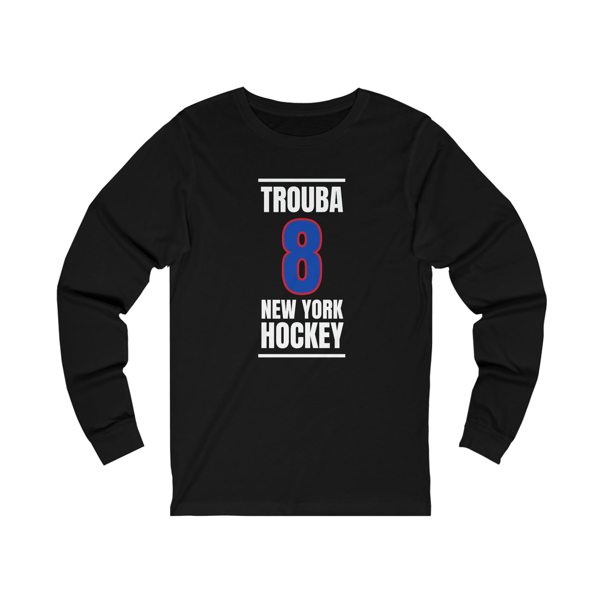 Trouba 8 New York Hockey Royal Blue Vertical Design Unisex Jersey Long Sleeve Shirt