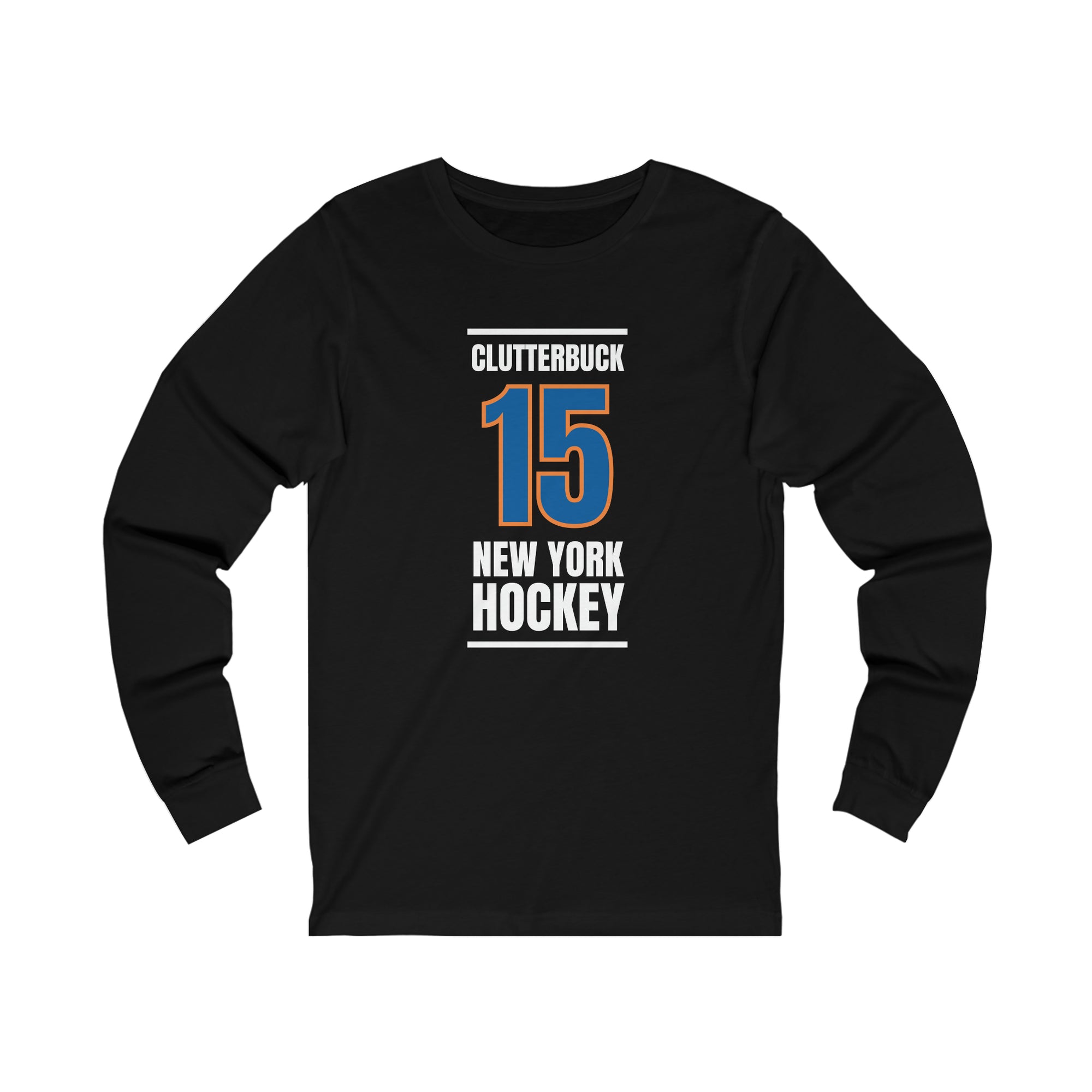 Clutterbuck 15 New York Hockey Blue Vertical Design Unisex Jersey Long Sleeve Shirt