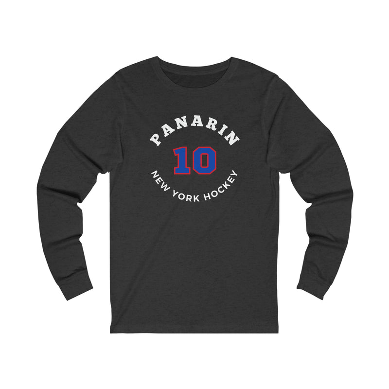 Panarin 10 New York Hockey Number Arch Design Unisex Jersey Long Sleeve Shirt