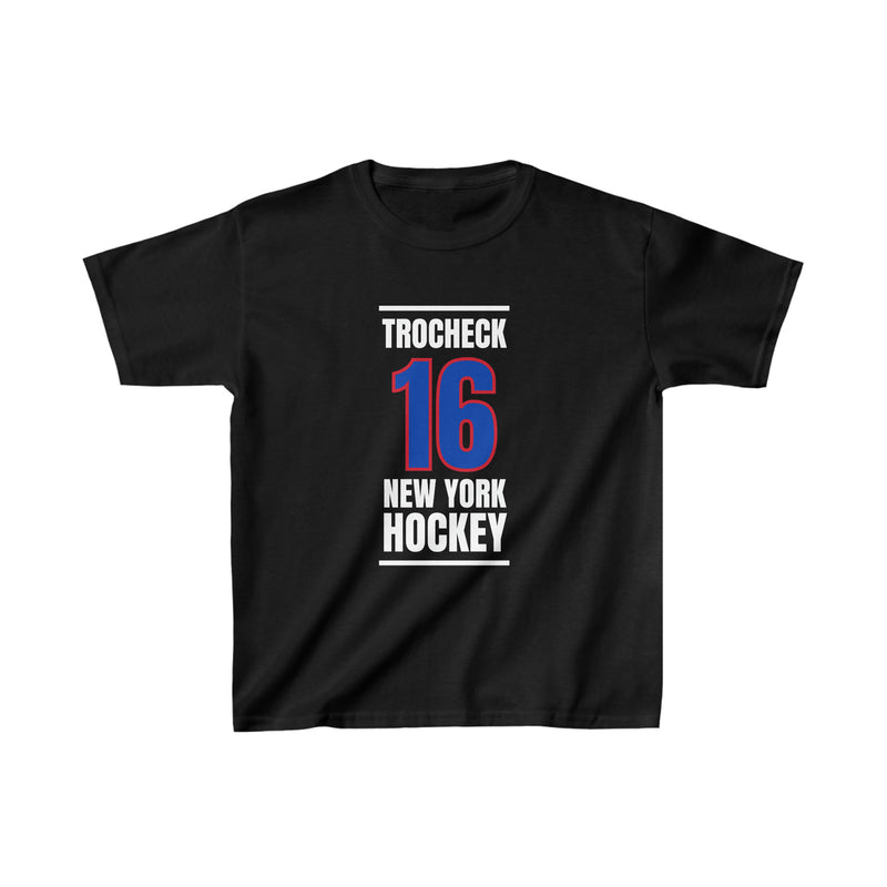 Trocheck 16 New York Hockey Royal Blue Vertical Design Kids Tee