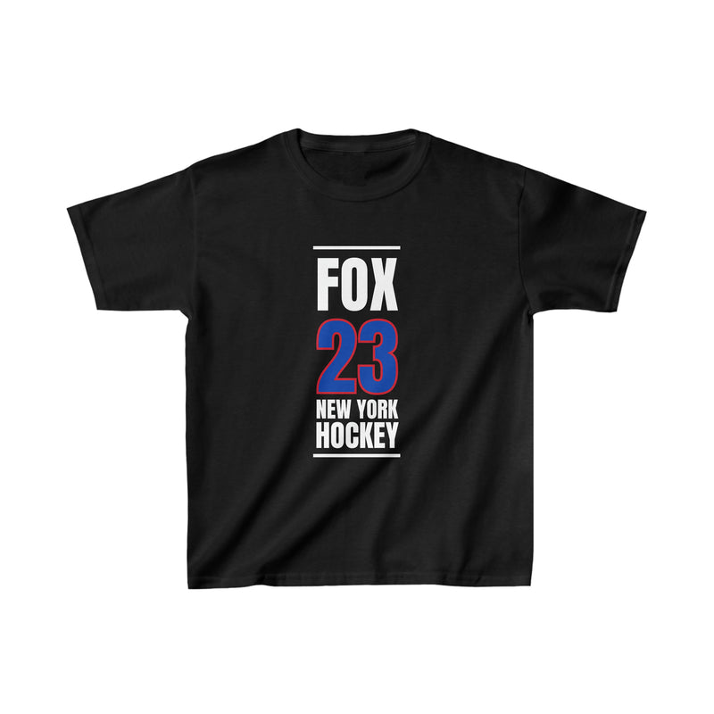 Fox 23 New York Hockey Royal Blue Vertical Design Kids Tee