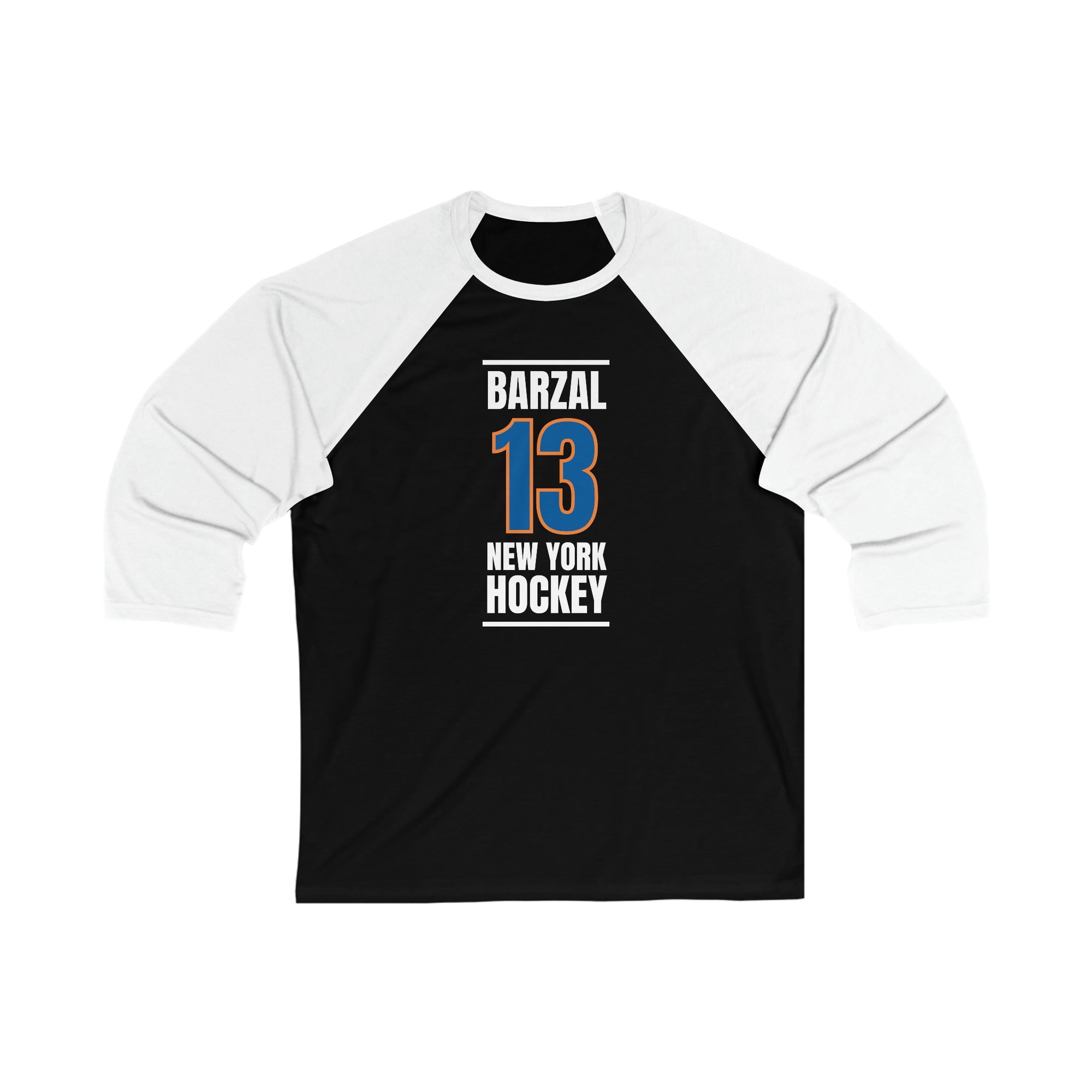 Barzal 13 New York Hockey Blue Vertical Design Unisex Tri-Blend 3/4 Sleeve Raglan Baseball Shirt