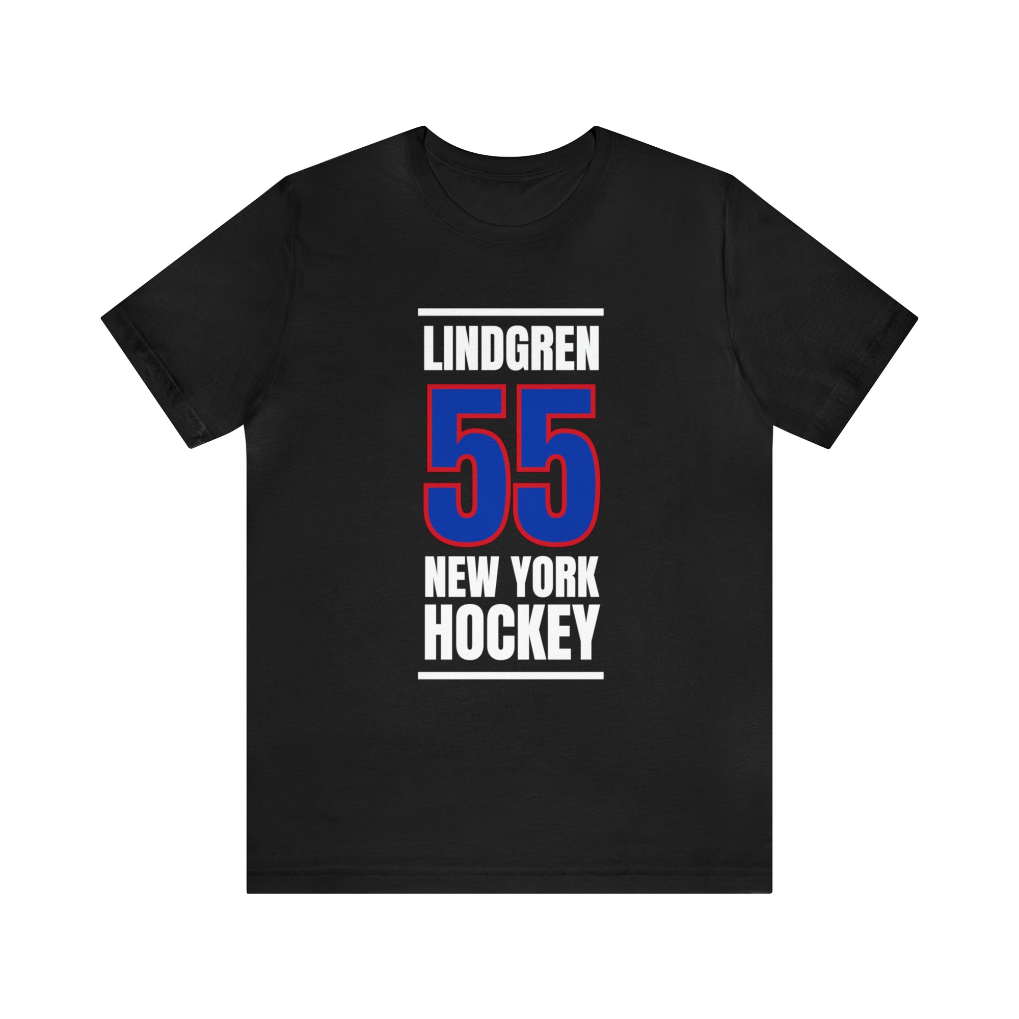 Lindgren 55 New York Hockey Royal Blue Vertical Design Unisex T-Shirt