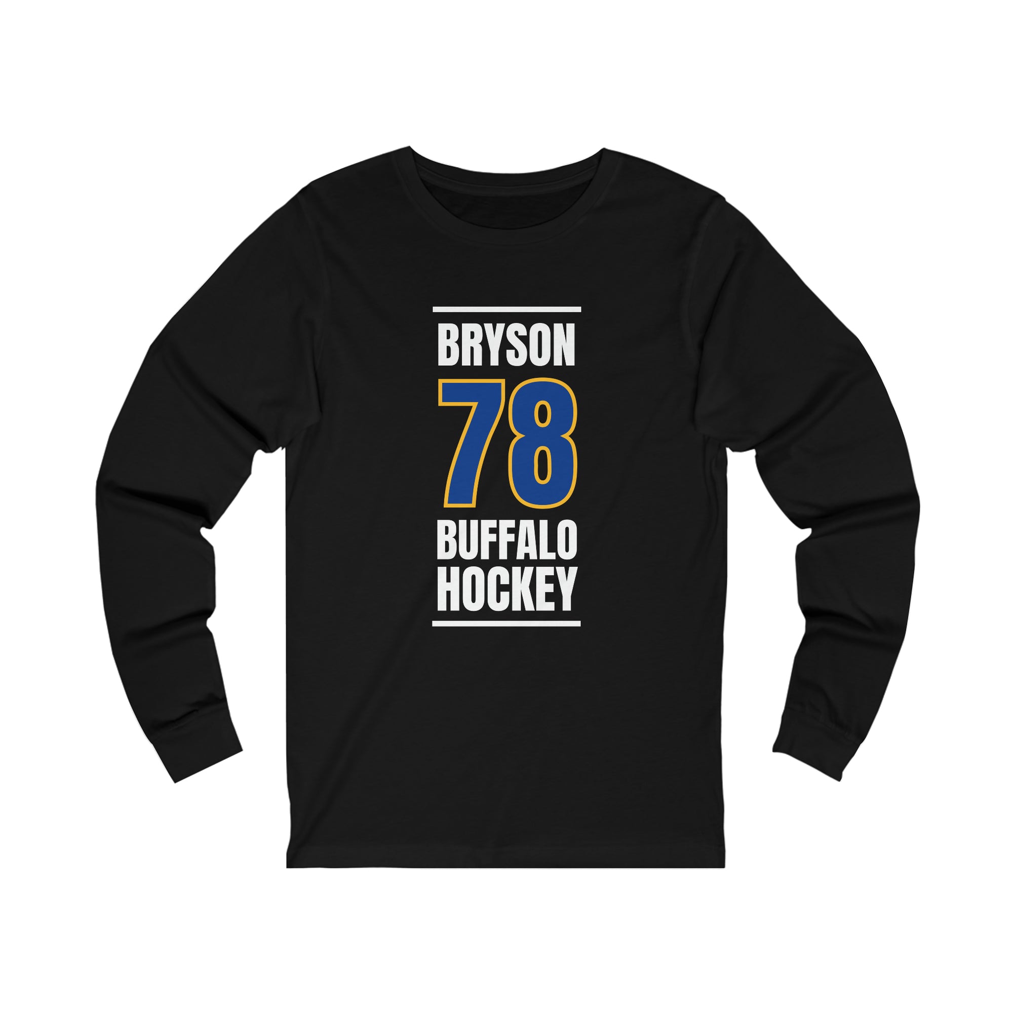 Bryson 78 Buffalo Hockey Royal Blue Vertical Design Unisex Jersey Long Sleeve Shirt
