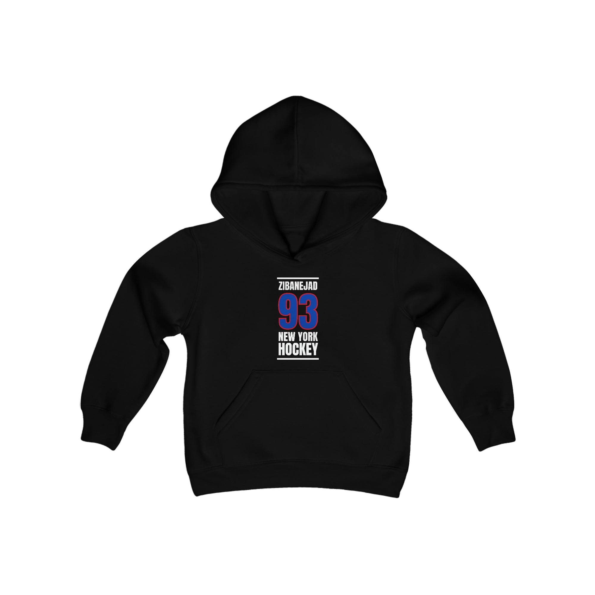 Zibanejad 93 New York Hockey Royal Blue Vertical Design Youth Hooded Sweatshirt