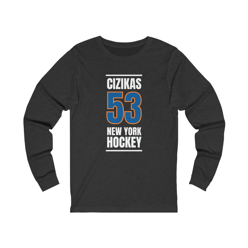 Cizikas 53 New York Hockey Blue Vertical Design Unisex Jersey Long Sleeve Shirt