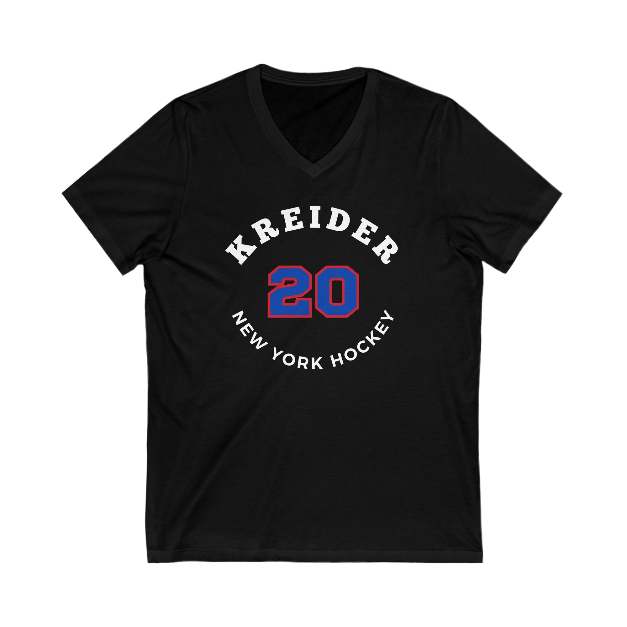 Kreider 20 New York Hockey Number Arch Design Unisex V-Neck Tee