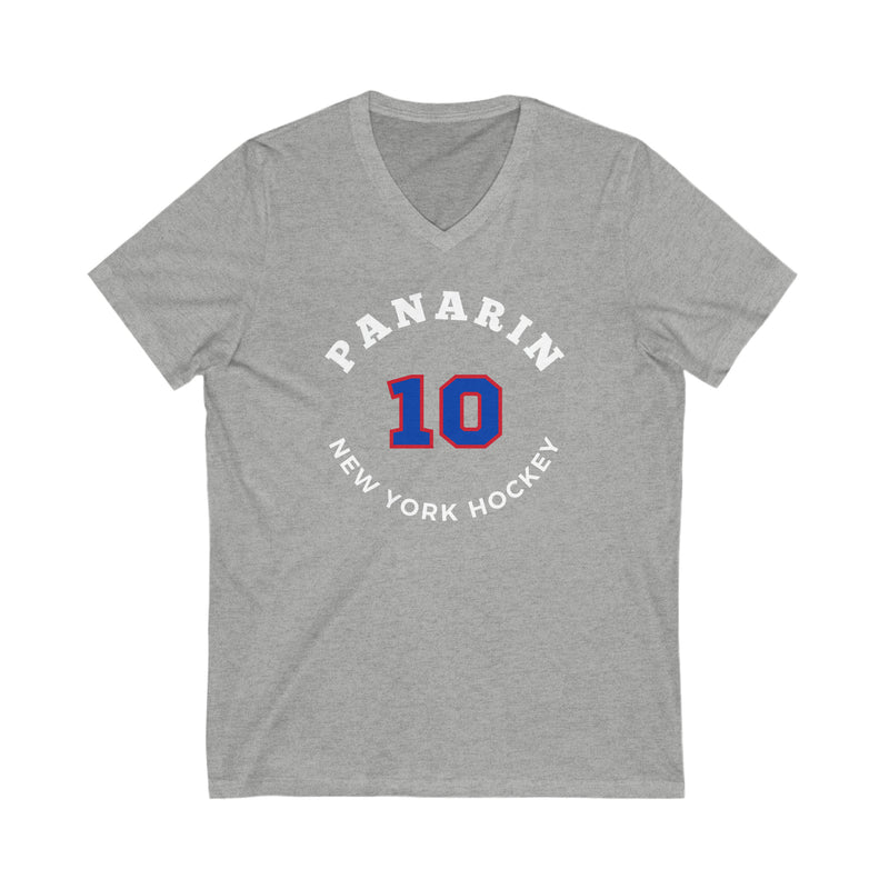 Panarin 10 New York Hockey Number Arch Design Unisex V-Neck Tee