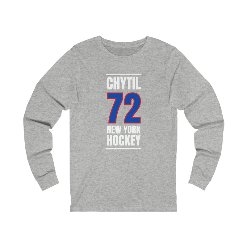 Chytil 72 New York Hockey Royal Blue Vertical Design Unisex Jersey Long Sleeve Shirt
