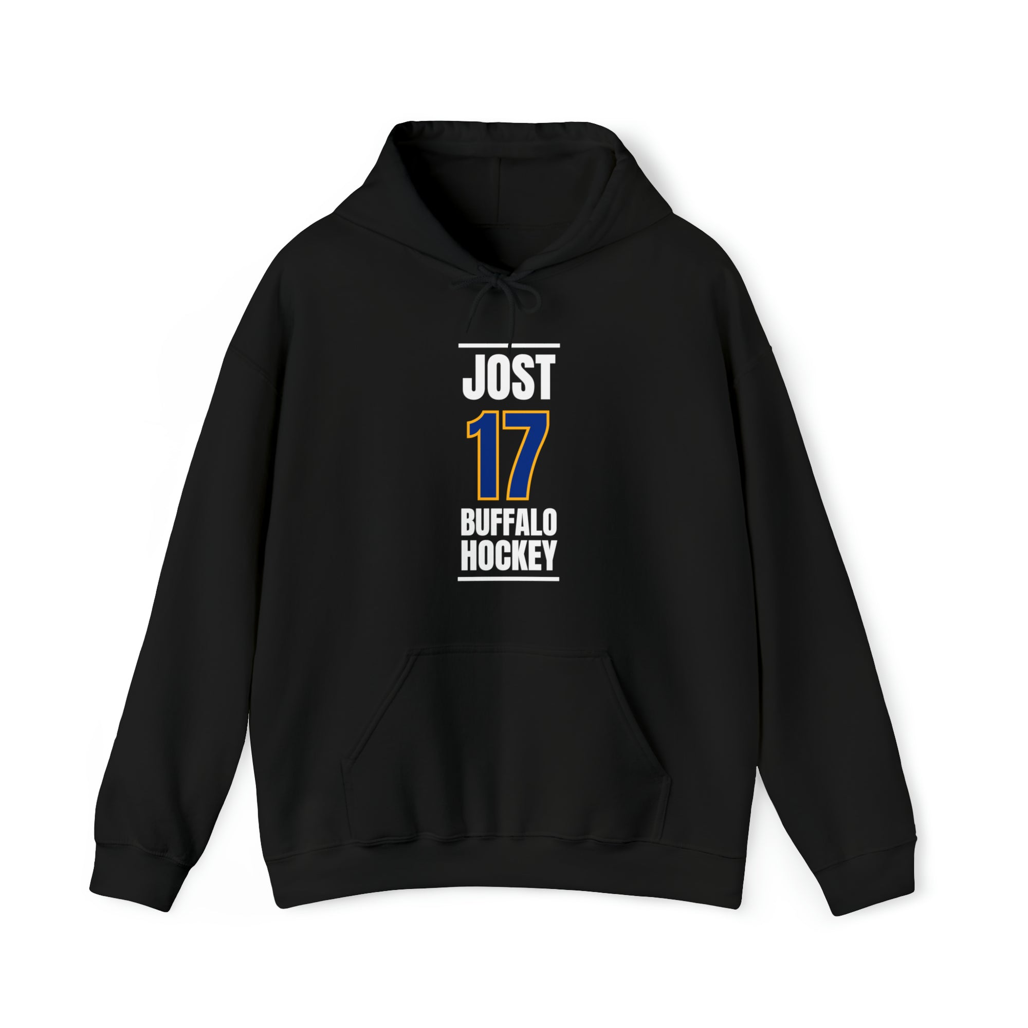 Jost 17 Buffalo Hockey Royal Blue Vertical Design Unisex Hooded Sweatshirt