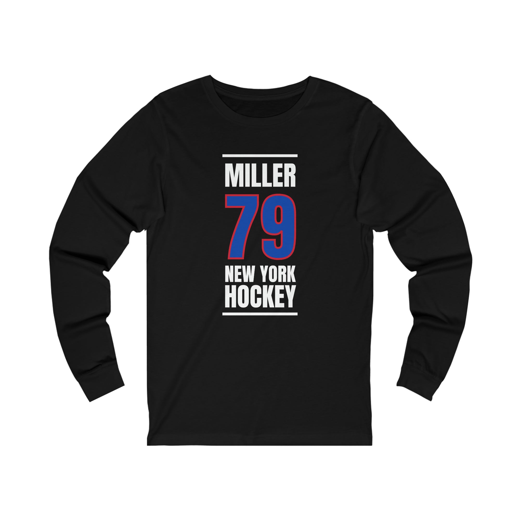 Miller 79 New York Hockey Royal Blue Vertical Design Unisex Jersey Long Sleeve Shirt