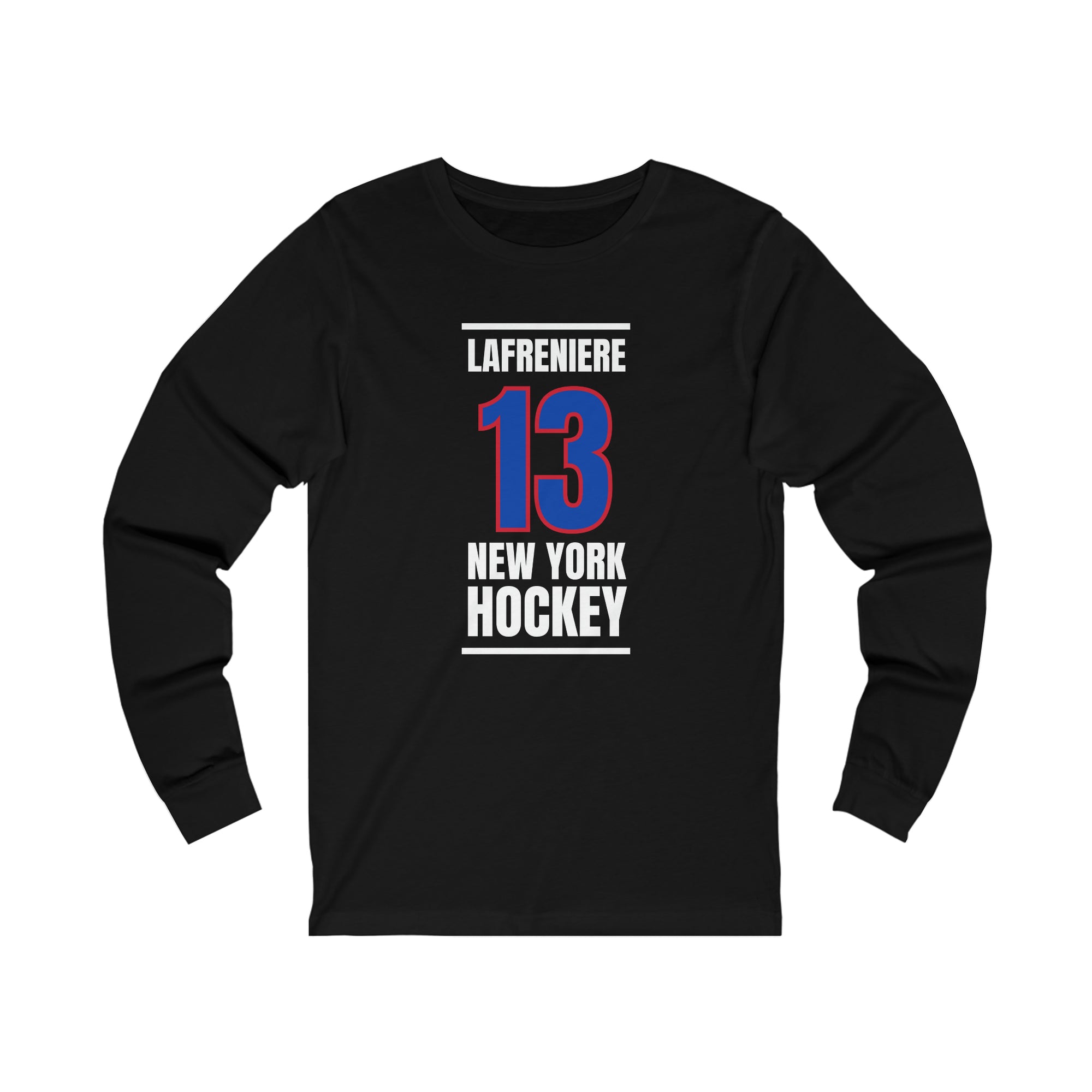 Lafreniere 13 New York Hockey Royal Blue Vertical Design Unisex Jersey Long Sleeve Shirt