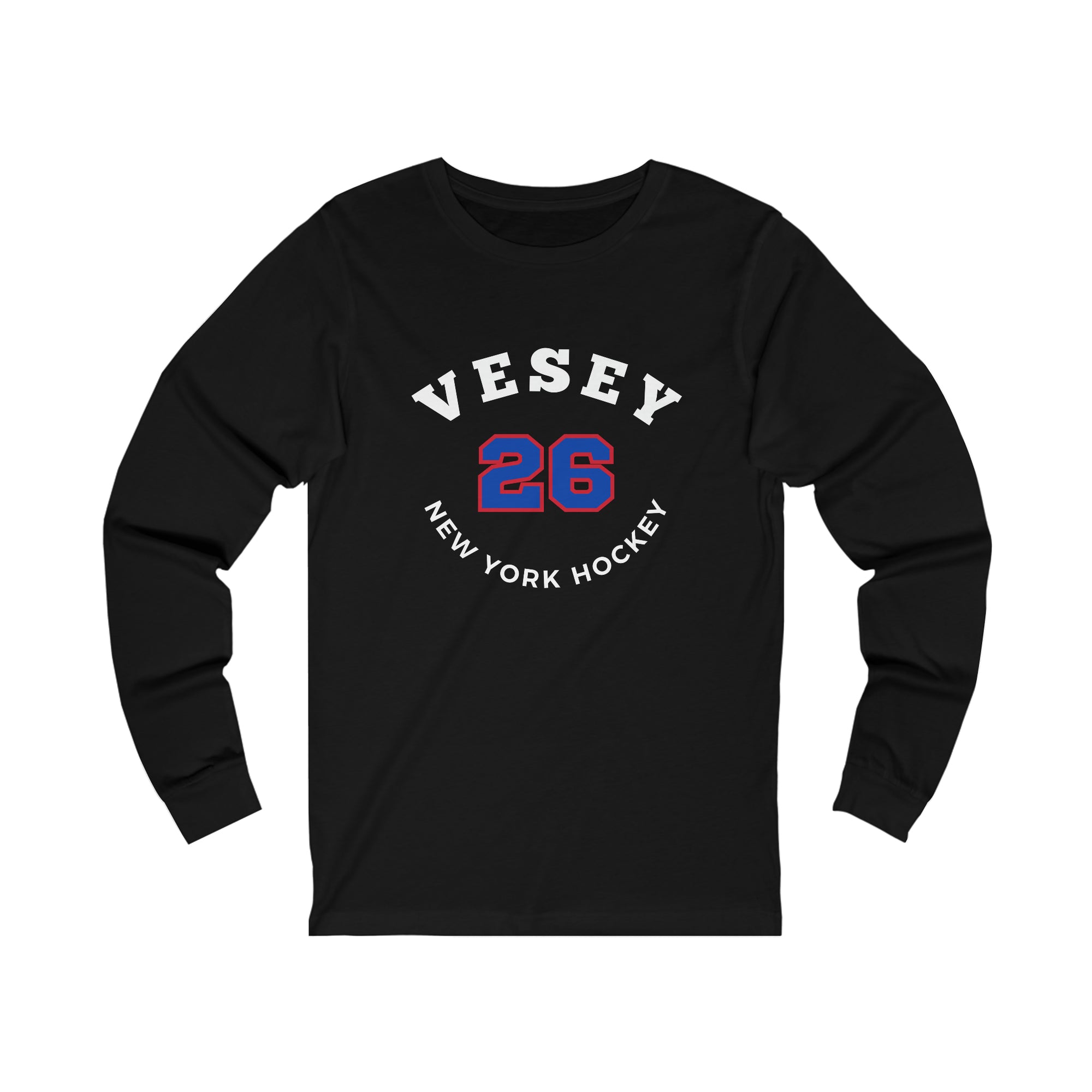 Vesey 26 New York Hockey Number Arch Design Unisex Jersey Long Sleeve Shirt