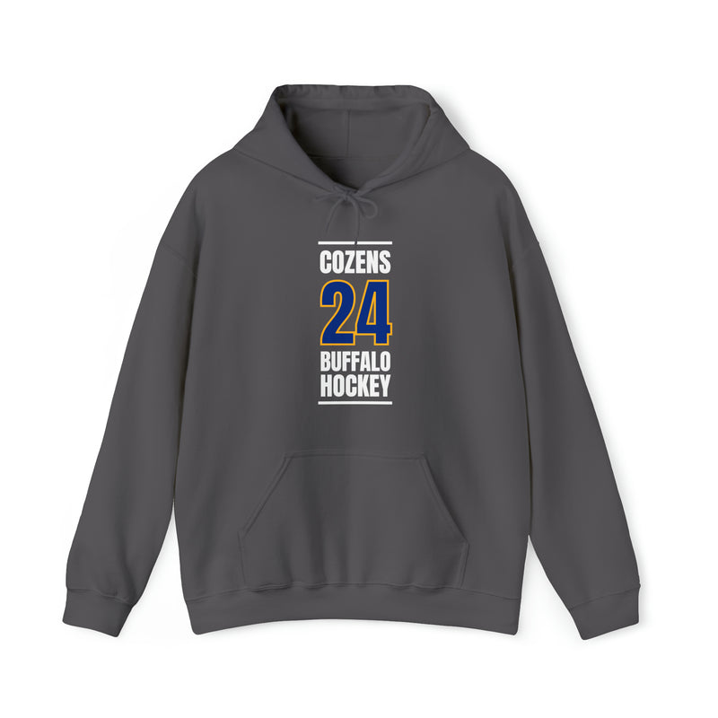 Cozens 24 Buffalo Hockey Royal Blue Vertical Design Unisex Hooded Sweatshirt