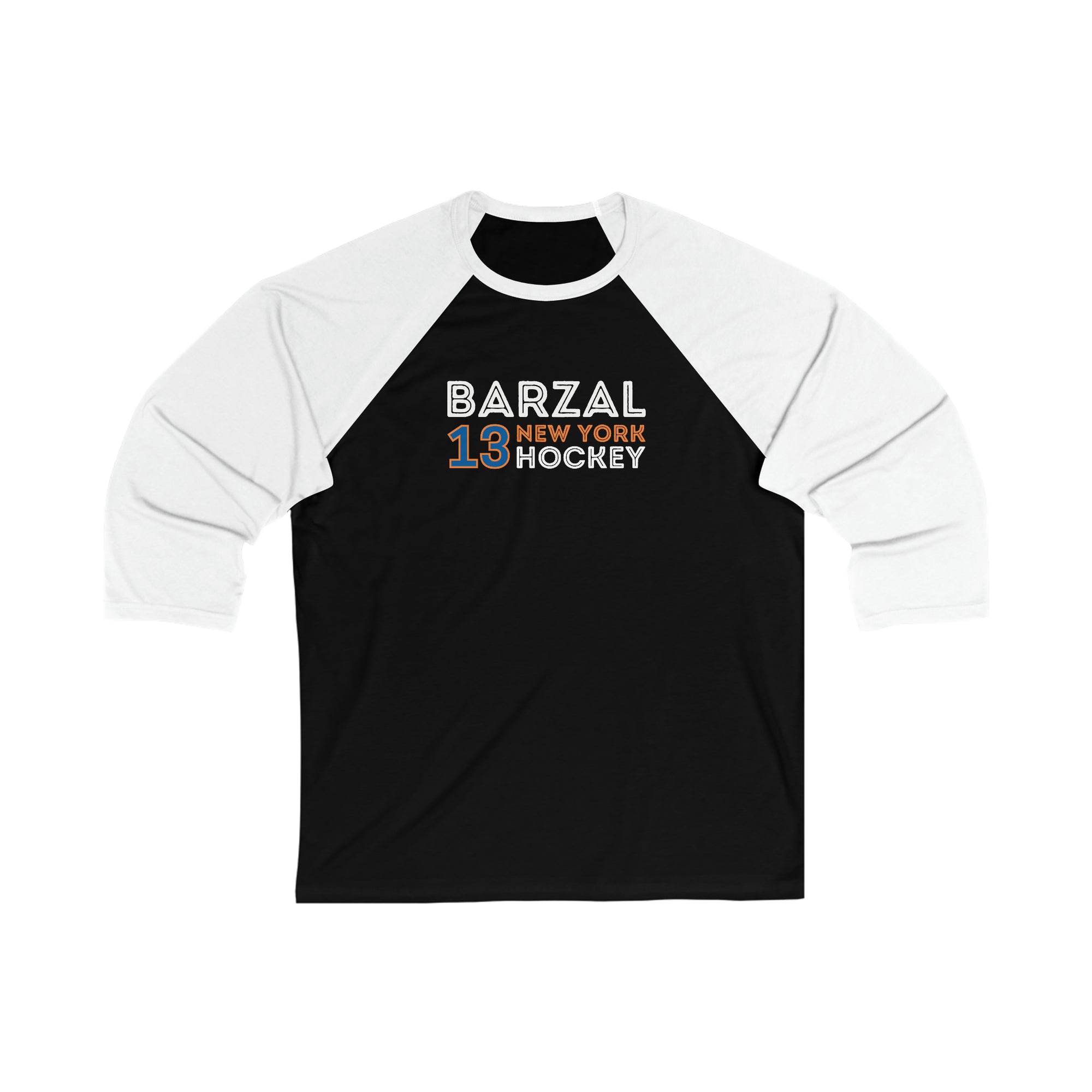 Barzal 13 New York Hockey Grafitti Wall Design Unisex Tri-Blend 3/4 Sleeve Raglan Baseball Shirt