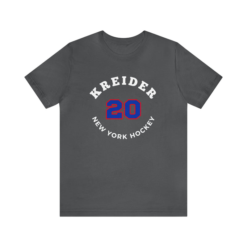 Kreider 20 New York Hockey Number Arch Design Unisex T-Shirt