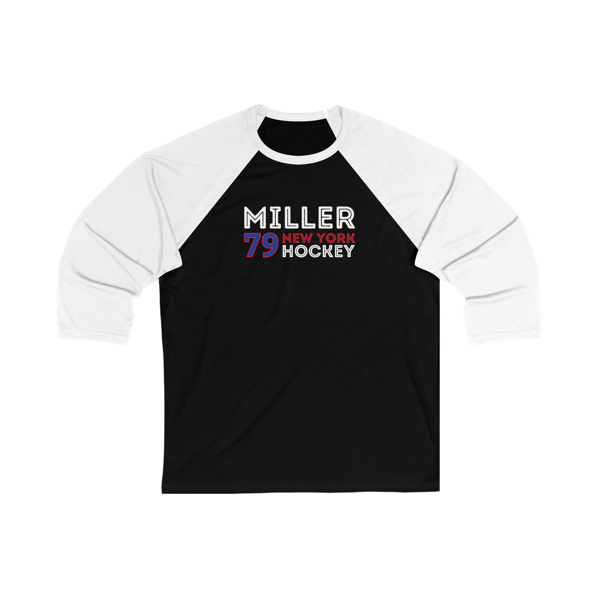 Miller 79 New York Hockey Grafitti Wall Design Unisex Tri-Blend 3/4 Sleeve Raglan Baseball Shirt